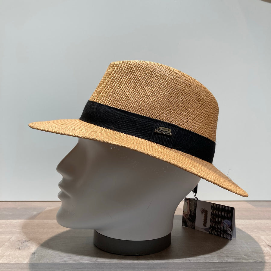 Chapeau panama tabac ajustable galon noir