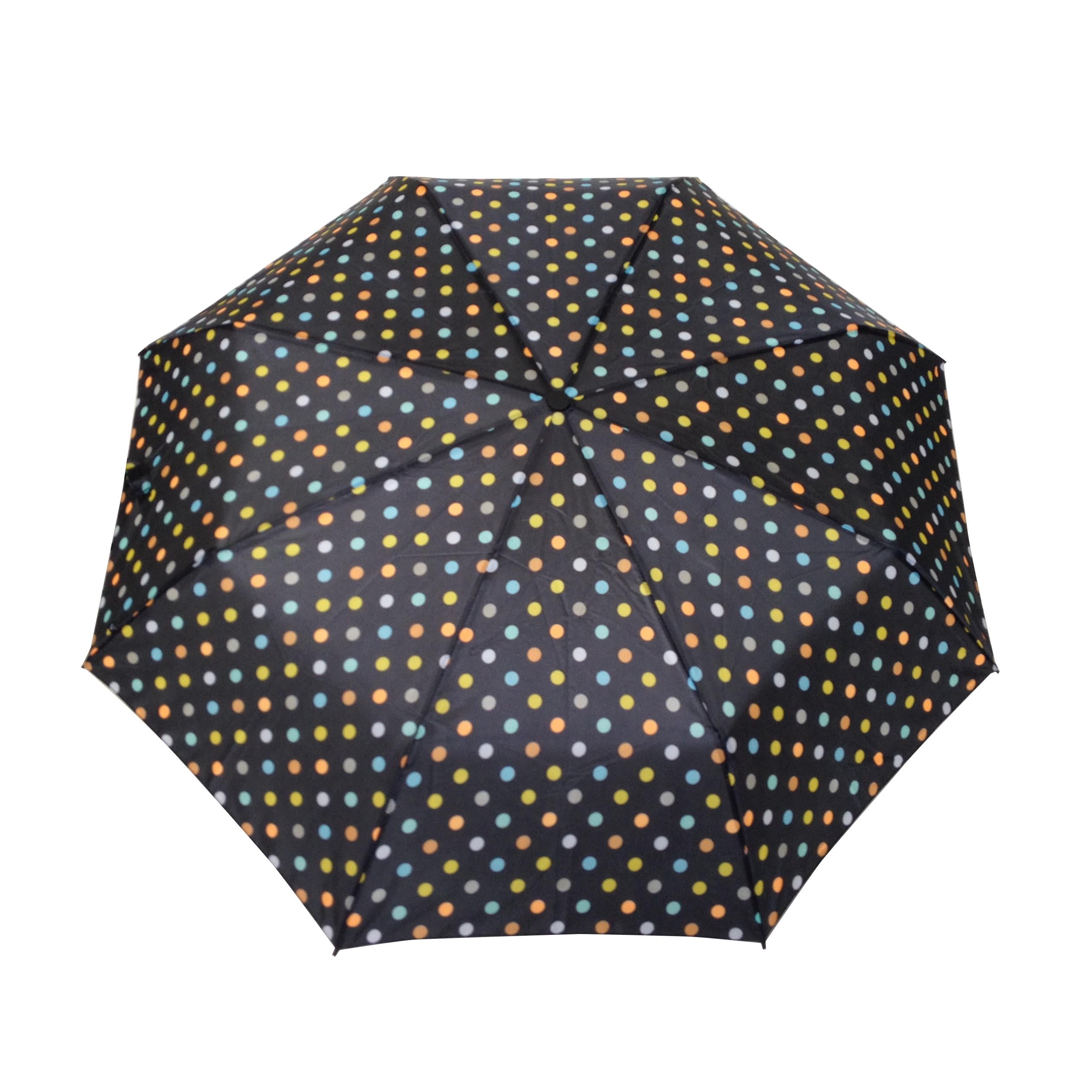 Parapluie pliant pois multicolore orange femme automatique