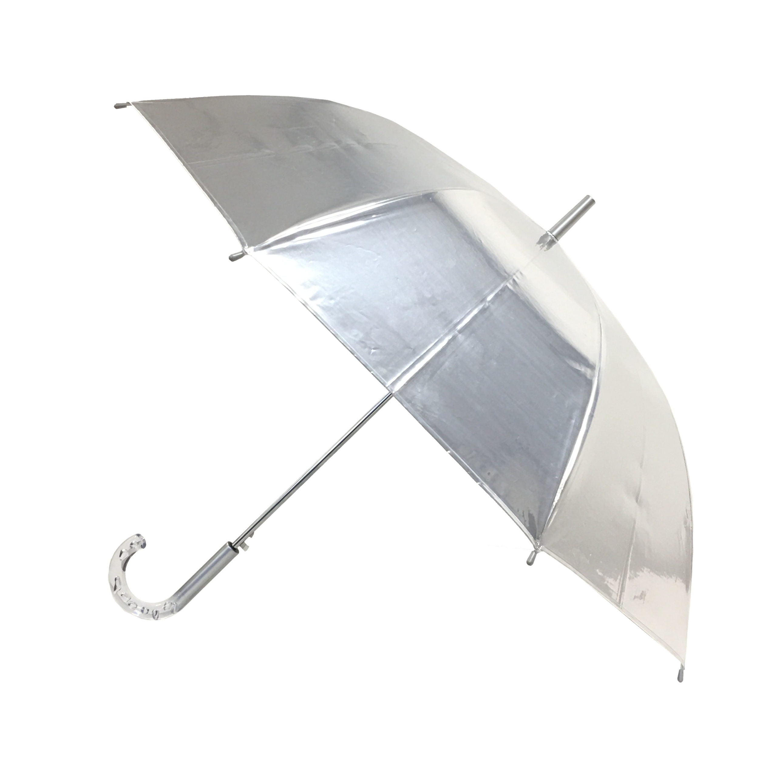 Parapluie droit argenté effet miroir femme automatique