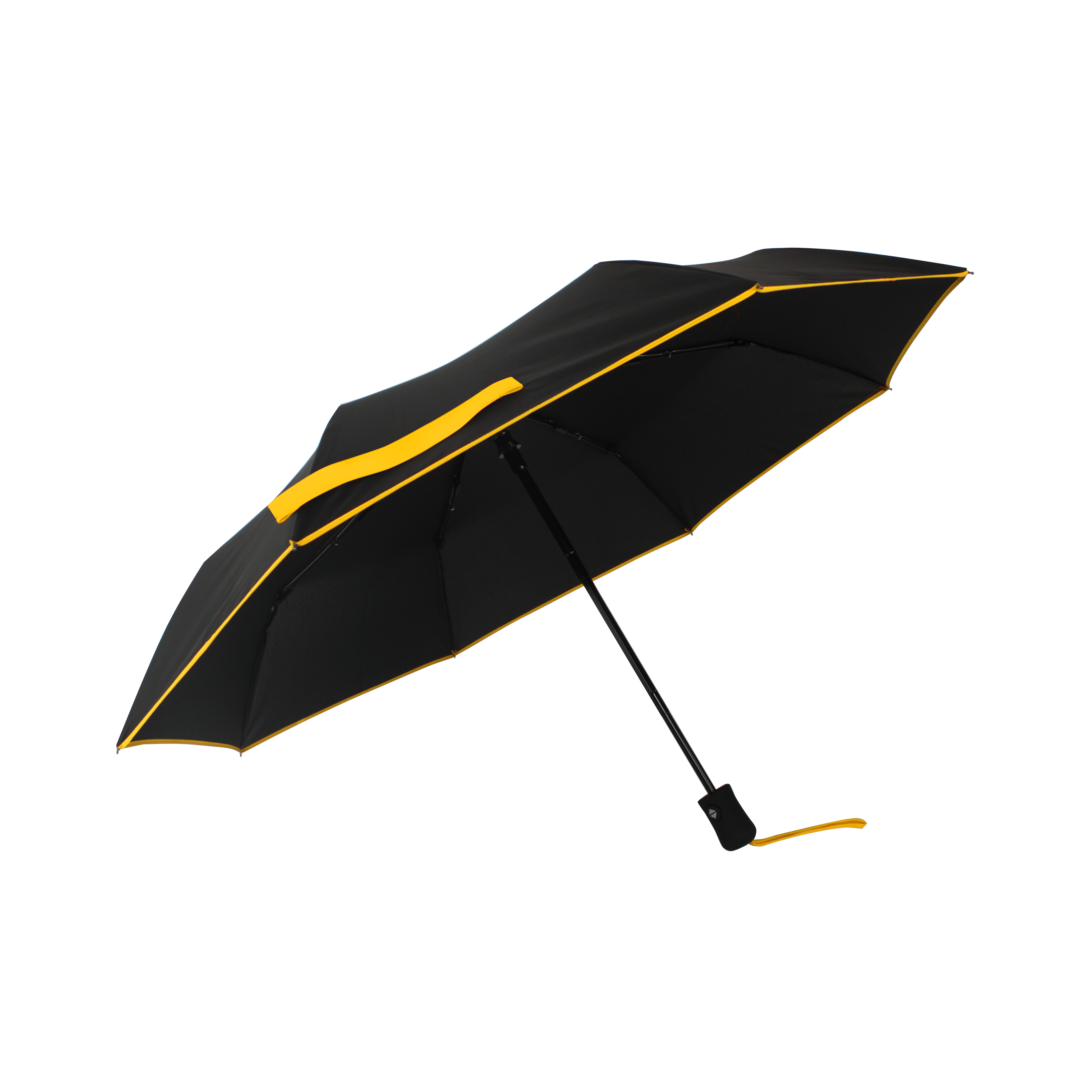 Parapluie pliant femme automatique noir petite bordure jaune