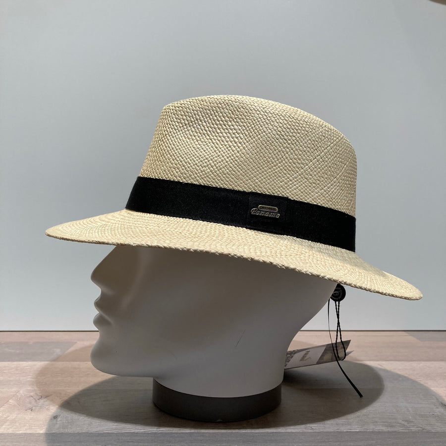 Chapeau panama naturel ajustable galon noir