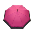 Parapluie droit femme automatique froufrou fuchsia et noir