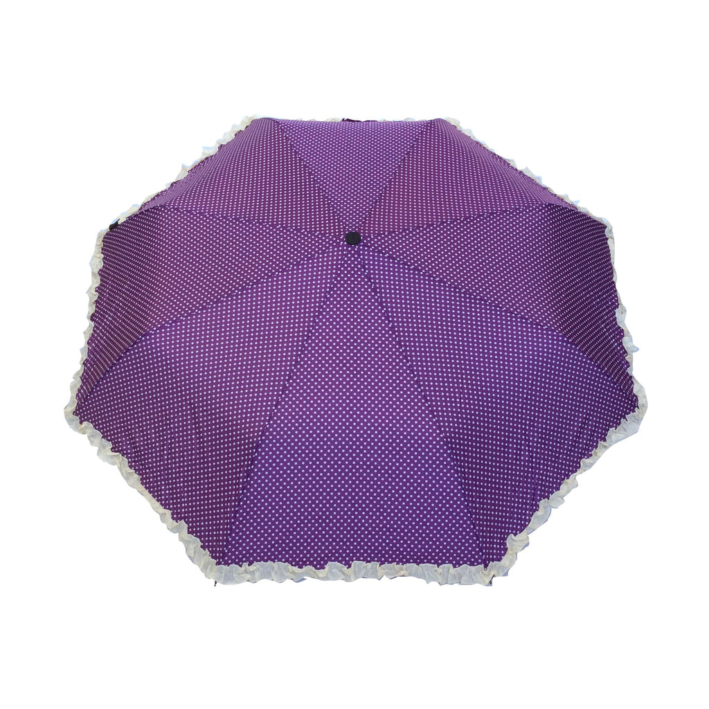 Parapluie pliant femme automatique froufrou violet
