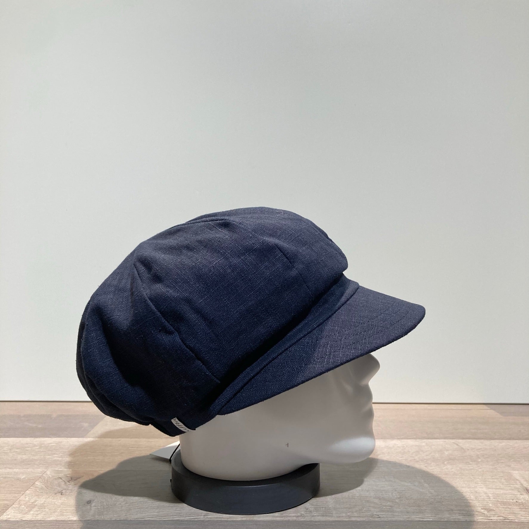 Casquette gavroche lin marine élastiquée doublée