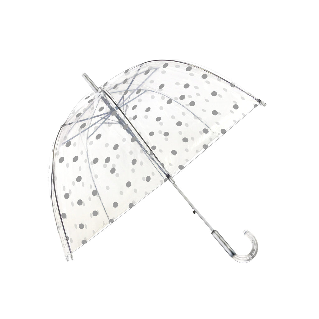 Parapluie cloche pois argentés femme automatique transparent