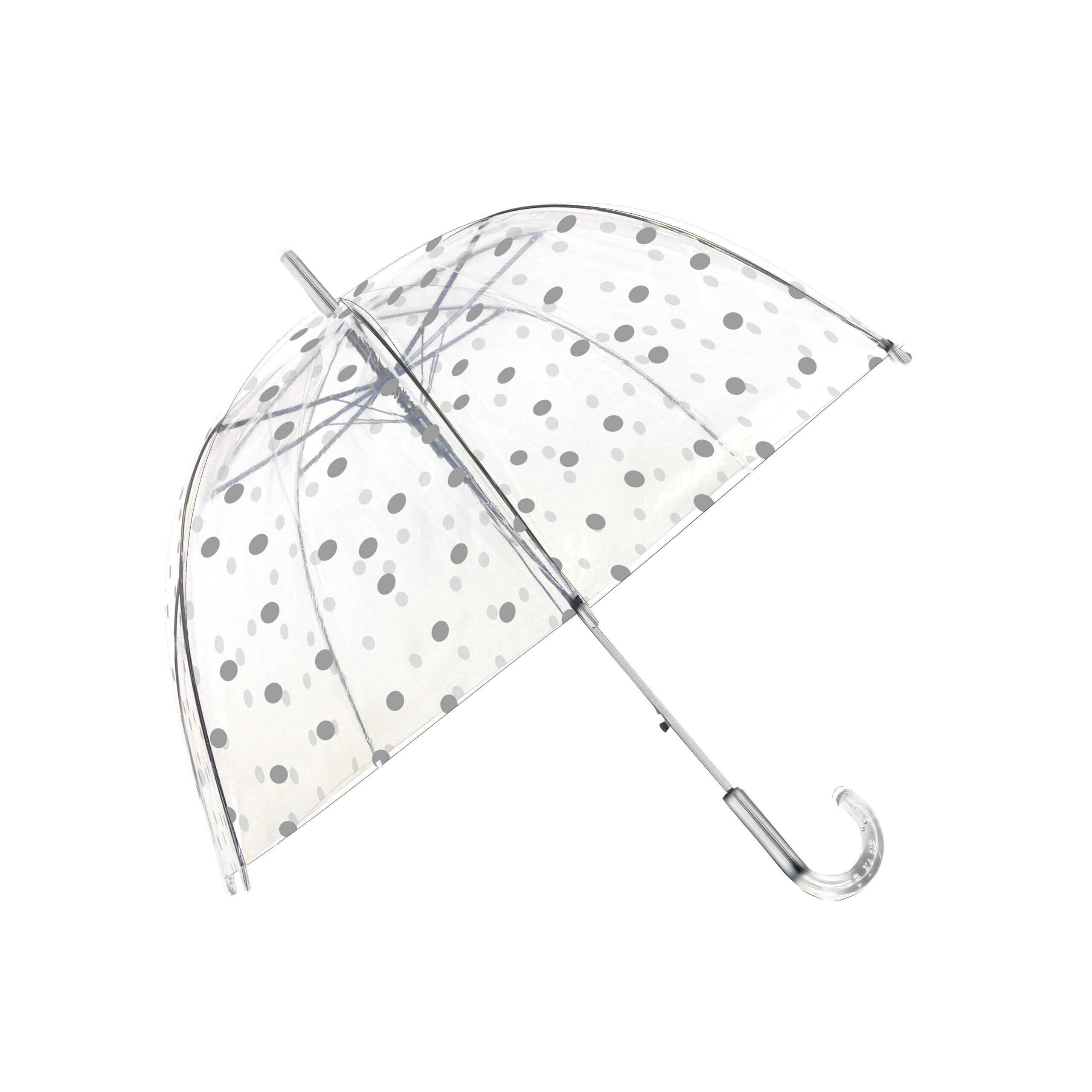 Parapluie cloche pois argentés femme automatique transparent
